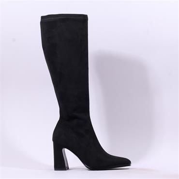 Pedro Anton Glasgow Knee High Heel Boot - Black Suede